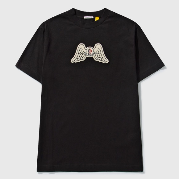 NWT Men’s Size Small Moncler X Palm Angels Wing Logo Tee 100% Cotton In Black - Picture 3 of 17